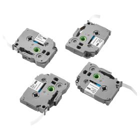 VEVOR Label Maker Tape, 4 Pack, 0.47 in / 12 mm Black on White Label Maker Refills Compatible for Various Types of Brother P-Touch Labelers