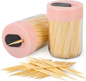 Sturdy Safe Toothpick Holder with 800 Natural Wood Toothpicks for Teeth Cleaning, Unique Home Design Decoration, Unusual Gift, 2 Pack