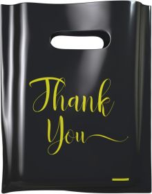 Thank You Plastic Bags, 100 Pack for Small Business, Merchandise for Packaging Products, Die Cut Shopping/Boutique for Retail Wholesale (Small(9"
