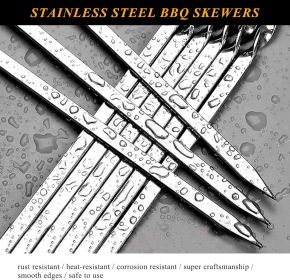 Metal Skewers for Grilling, 50 Pack 14.8" Kabob Skewers, Flat BBQ Barbecue Skewer