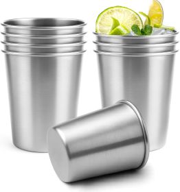 8 Pack 8oz Stainless Steel Cups, Stainless Steel Stacking Beer Pint Cups, Stainless Steel Water Tumbler for Home, Party, Camping, Outdoor