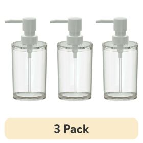 (3 pack) Clear Plastic Liquid Soap Pump Dispenser, 12oz Capacity