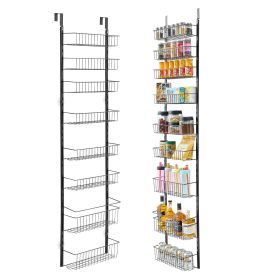 VEVOR Over the Door Pantry Organizer, 9-Tier Pantry Organization and Storage, Heavy-Duty Steel Hanging Spice Rack, Adjustable Wall Seasoning Shel