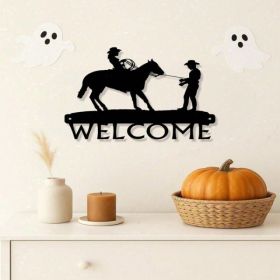 CIFbuy Western Vintage Distressed Embroidered Welcome Wall Hanging Decor For Living Room Entryway Bedroom (TikTok, Temu Pick-up Service) (Option: defaulttitle)