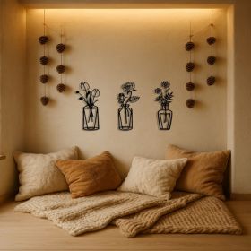 CIFbuy Vintage 3 Piece Iron Flower Wall Art Set Rustic Floral Wall Sculpture Farmhouse Decor For Living Room Bedroom Kitchen (TikTok, Temu Pick-u (Option: defaulttitle)