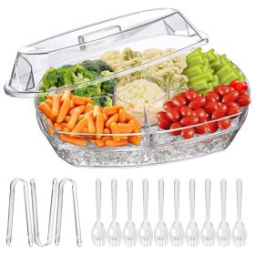 Fruit Ice Serving Tray Chilled Veggie Tray Shrimp Cocktail Serving Dish Appetizer Party Serving Platter Cold Food Buffet Server With Lid And 4 Co (Option: White)