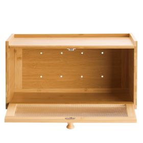 VEVOR Bread Box for Kitchen Counter, Large Capacity Bamboo Bread Storage Container, Farmhouse Wooden Breadbox Organizer for Homemade Bread (Color: Burlywood, Number of Layers: Single Layer)